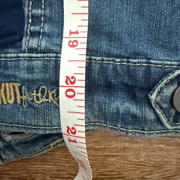 Upcycled Kit From The Kloth Amelia Denim Trucker Jacket w/Flannel Shirt Size XL - Picture 12 of 12